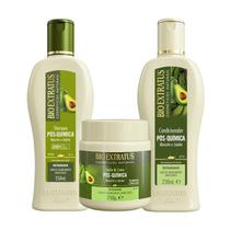Kit 1 Shampoo 1 Condicionador 1 Banho creme Pós Quimica 250 ml