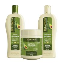 Kit 1 Shampoo 1 Condicionador 1 Banho creme restaurador Pós Quimica 500 ml