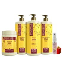 Kit 1 Shampoo 1 Condicionador 1 Creme Silicone 1L, Banho Creme 1kg Tutano Bio Extratus + Presente Lourre 15ml