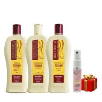 Kit 1 Shampoo 1 Condicionador 1 Creme Silicone Tutano 500 ml Bio Extratus + Presente Lourre 15 ml
