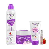 Kit 1 Shampoo 1 Máscara 1 Finalizador Fun Liso 240ML + Presente Lourre 15ml