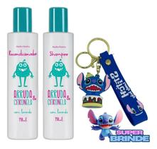 Kit 1 Shampoo + 1 Recondicionador Contra Piolhos Arruda e Citronela Abelha Rainha + Chaveiro Stitch