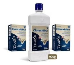 Kit 1 Shampoo + 2 Sabonete Clorexidina Antisséptico Antisseborreico Antiqueda Dermatites Infecções de Pele Cães e Gatos Kit 1 Shampoo + 2 Sabonete Clorexidina Antisséptico Antisseborreico Antiqueda Dermatites Infecções de Pele Cães e Gatos