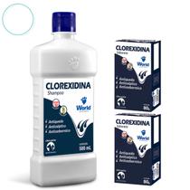 Kit 1 Shampoo + 2 Sabonete Clorexidina World