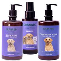 Kit 1 Shampoo Para Cachorro e Gato 1 Condicionador 1 Perfume Granado Pet