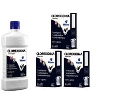 KIT 1 Shampoo's 500ml Clorexidina Antiqueda / Antisséptico + 3 Sabonete Clorexidina