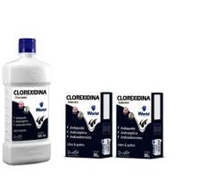 KIT 1 Shampoos 500ml Clorexidina Antiqueda / Antisséptico + 2 Sabonete Clorexidina