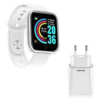 Kit 1 Smartwatch D13 Pro Plus Branco + 1 Base De Carregador