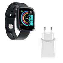 Kit 1 Smartwatch D13 Pro Plus Preto + 1 Base de Carregador