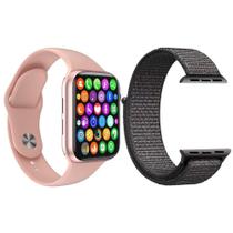 Kit 1 Smartwatch W34 S Rosa + 1 Pulseira Extra Cinza