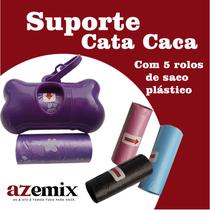 Kit 1 Suporte Cata Caca com 5 Rolos de Saco Plástico
