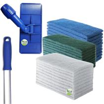 Kit 1 Suporte LT Limpa Tudo + Cabo 140cm Ergonômico +10 Fibras Pesada Verde + 10 Branca + 10 Azul Limpeza Profissional Kit 1 Suporte LT Limpa Tudo + Cabo 140cm Ergonômico +10 Fibras Pesada Verde + 10 Branca + 10 Azul Limpeza Profissional