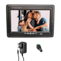 KIT 1 Tela Monitor 7 polegadas LCD Colorido 2 entradas de vídeo (2 AV-in) + Fonte e Conector - TUDO FORTE