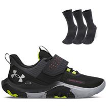 Kit 1 Tênis de Basquete Masculino Under Armour Buzzer SE e 1 Pct com 3 pares de Meia cano alto