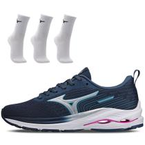 Kit 1 Tênis de Corrida Feminino Mizuno Wave Vitality 5 e 3 Pares de Meia Cano Médio