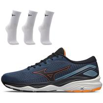 Kit 1 Tênis de Corrida Masculino Mizuno Wave Falcon 5 e 3 Pares de Meia Cano Médio