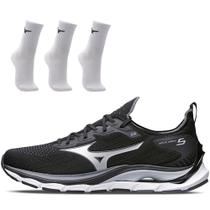Kit 1 Tênis de Corrida Masculino Mizuno Wave Mirai 5 e 3 Pares de Meia Cano Médio