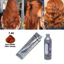 Kit 1 Tinta Louro Cobre Nº 7.44 e 1 Ox 30Vol 90ml Mairibel