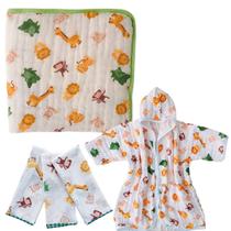 Kit 1 Toalha Banho Com Capuz Soft Fralda +1 Roupão Soft Bebe + 3 Pano Boca babete 100% algodão Kit 1 Toalha Banho Com Capuz Soft Fralda +1 Roupão Soft Bebe + 3 Pano Boca babete 100% algodão