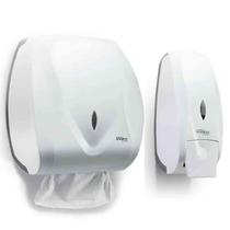 KIT 1 TOALHEIRO PREMISSE VELOX 2/3 DOBRAS BRANCO + 1 SABONETEIRA COM RESERVATÓRIO 800ml