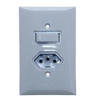 Kit 1 Tomada 10A 3P 1 Interruptor Simples Flp Paris 1420110