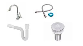Kit 1 Torneira lavatório ABS - 1 Sifão Branco ABS - 1 Engate 60cm Inox - 1 Válvula Lavatório ABS