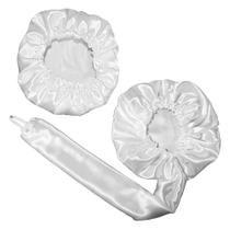 Kit 1 Touca Difusora + 1 Touca Cetim Seda Anti Frizz Branca