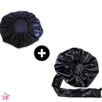 kit 1 Touca Difusora Secadora Cetim Seda Anti Frizz + 1 Touca Dormir