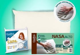 Kit 1 Travesseiro NASA Alto Viscoelástico - Duoflex + 1 Capa Impermeável