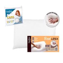 Kit 1 Travesseiro Real Látex Alto Duoflex + 1 Capa Protetora de Travesseiro Impermeável
