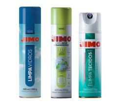 KIT 1 Un Jimo Limpa Vidros + 1 Un Jimo Limpa Box + 1 Un Jimo Limpa Tecidos 300ml