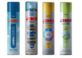 Kit 1 Un Jimo Limpa Vidros + 1 Un Jimo Multi Superfícies + 1 Un Jimo Desengordurante + 1 Un Jimo Limpa Box Banheiro