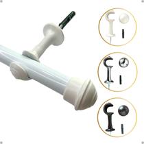 Kit 1 Un Suporte Plástico 28mm Ecológico Varão Cortina Simples Comum Ilhós Argola Cor Par Ponteira Inclusa