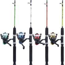 Kit 1 Vara De Pesca 2 Partes 1,50m Mais 1 Molinete Com Linha 10-20lbs Ideal Para Iniciante - Taue