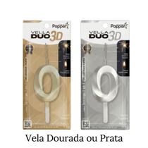 Kit 1 Vela 3D Numéricas Vella Duo Popper Dourada ou Prata Festa Aniversario Kit 1 Vela 3D Numéricas Vella Duo Popper Dourada ou Prata Festa Aniversario