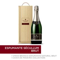 Kit 1 Vinho Branco Charmat Espumante Brut + 1 Caixa de Madeira Sécullum Collecton