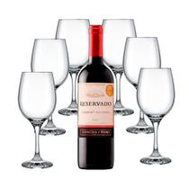 Kit - 1 Vinho Chileno Concha Y Toro Reservado Cabernet Sauvignon e 6 Taças Barone