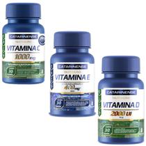Kit 1 Vitamina C 1000mg + 1 Vitamina D 2000 UI + 1 Vitamina E 400 mg - 30 cáps cada - Catarinense