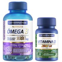 Kit 1 Vitamina D 2000 UI 30 cáps + 1 Ômega 3 1000mg 120 cáps - Catarinense