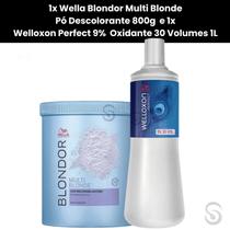 Kit 1 Wella Blondor Descolorante 800g e 1 Ox 9% 30 Vol. 1L