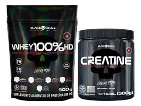 Kit 1 Whey 100% Hd 3w Baunilha + 1 Creatina Pura 300g Black