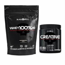 Kit 1 Whey 100% Hd 3w Baunilha + 1 Creatina Pura 300g Black