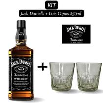 Kit 1 Whiskey Jack Daniel's 1.000ml com 2 Copo de Vidro de 250ml para Whisky - Jack Daniels