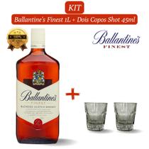Kit 1 Whisky Balantine's Finest 1.000ml com 2 Copos de Vidro Shot de 45ml