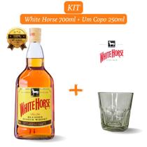 Kit 1 Whisky White Horse 700ml com 1 Copo de Vidro de 250ml para Whisky