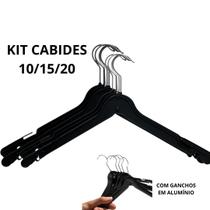 Kit 10/15/20 CaKit 15 cabides Adulto Plástico Com Gancho De Alumínio Giratório Resistente Premium