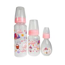 Kit 10-20 C/ 3 Mamadeiras PP Bico Silicone Redondo Infantil Bebê 240ML/150 ML/40 ML - Azul Rosa SOUT Kit 10-20 C/ 3 Mamadeiras PP Bico Silicone Redondo Infantil Bebê 240ML/150 ML/40 ML - Azul Rosa SOUT