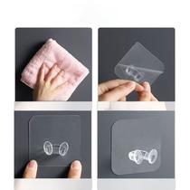 Kit 10 30 Ganchos Transparentes com Base Plana Oranização Casa Decoração