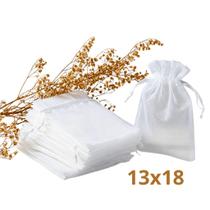 Kit 10/50/100 Un Saco Saquinho Organza Tule Lembrancinhas 7x9 9x12 10x15 Branco Festa Casamento