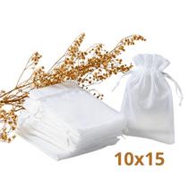 Kit 10/50/100 Un Saco Saquinho Organza Tule Lembrancinhas 7x9 9x12 10x15 Branco Festa Casamento